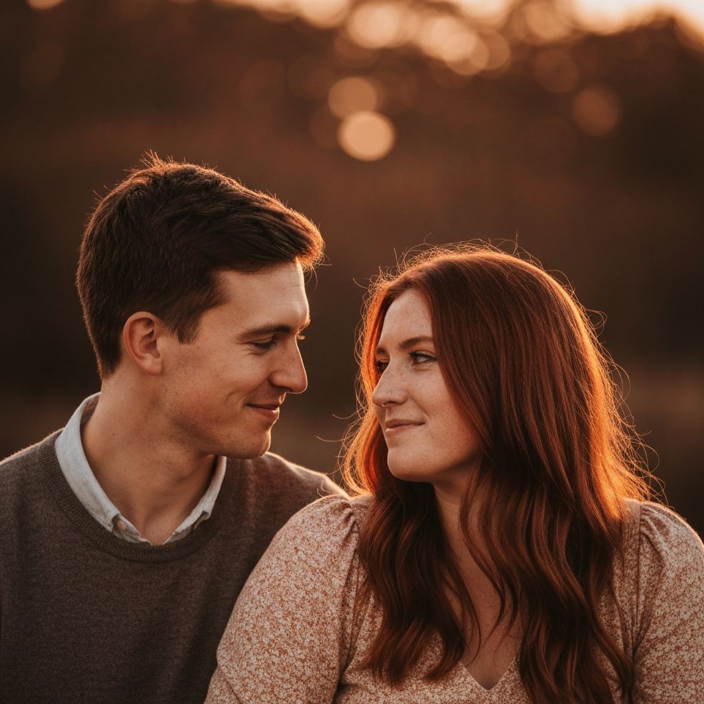 A couple sharing a warm, connected moment together